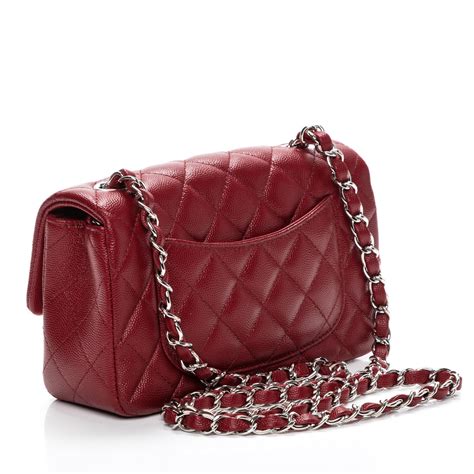 CHANEL Caviar Quilted Mini Rectangular Flap Red